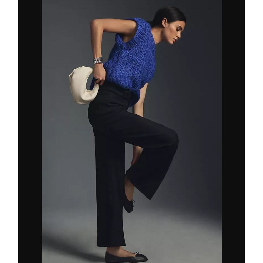 Anthropologie Maeve The Colette Cropped Wide-Leg Linen Pants Black Size 31
